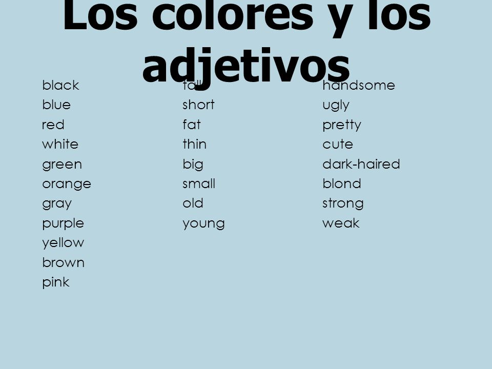 Los colores y los adjetivos