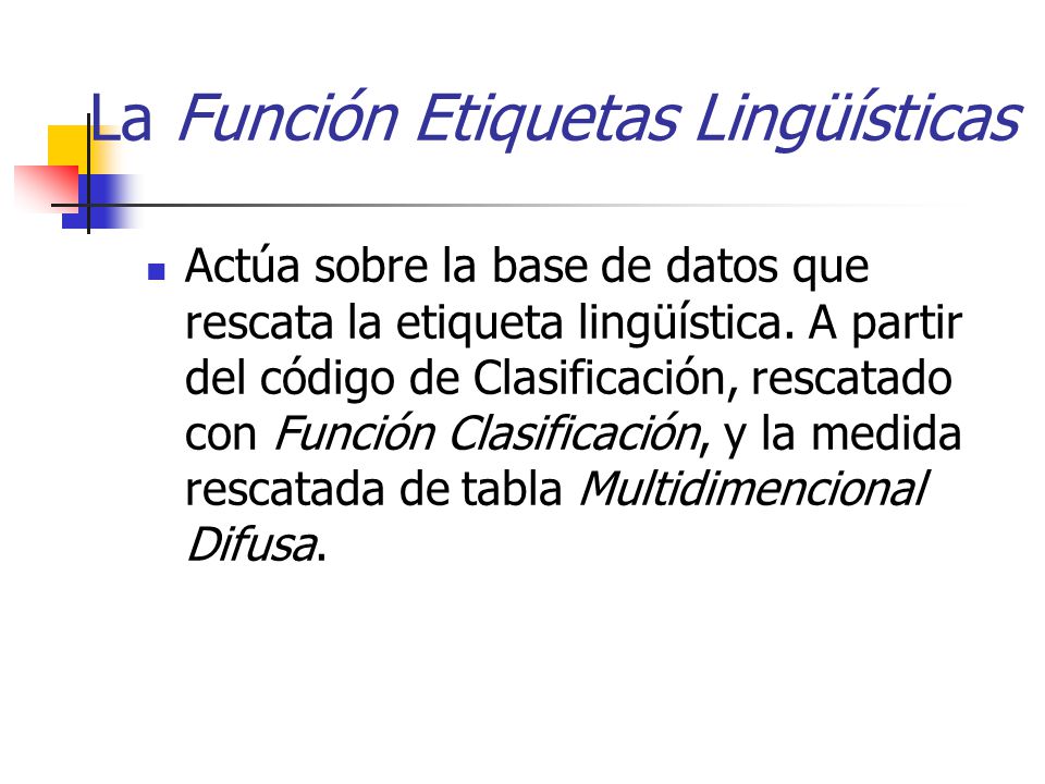 La Función Etiquetas Lingüísticas