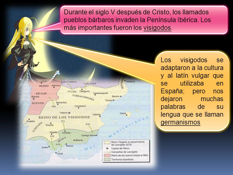 Durante el siglo V después de Cristo, los llamados pueblos bárbaros invaden la Península Ibérica. Los más importantes fueron los visigodos.