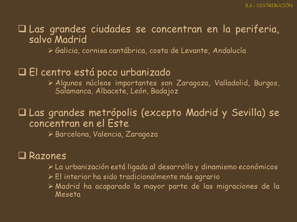 Las grandes ciudades se concentran en la periferia, salvo Madrid