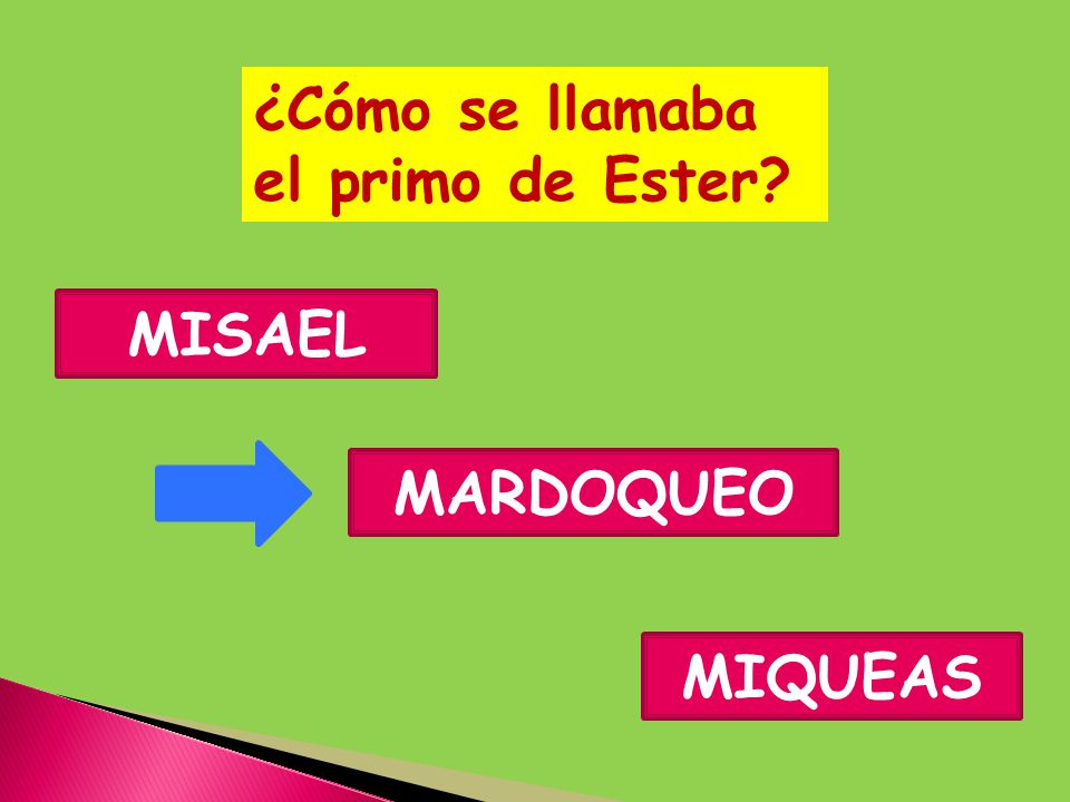 ¿Cómo se llamaba el primo de Ester MISAEL MARDOQUEO MIQUEAS