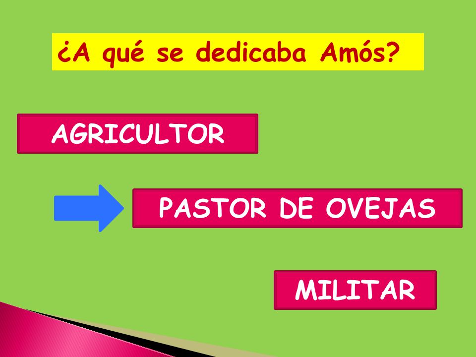 ¿A qué se dedicaba Amós AGRICULTOR PASTOR DE OVEJAS MILITAR