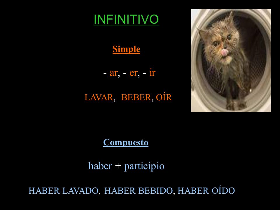 INFINITIVO haber + participio Simple - ar, - er, - ir