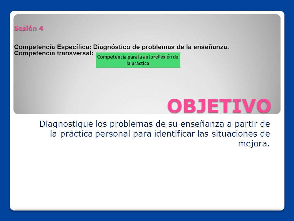 Sesión 4 Competencia Específica: Diagnóstico de problemas de la enseñanza. Competencia transversal: