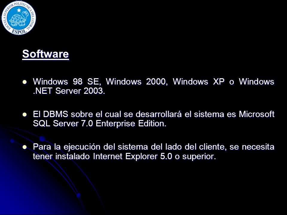 Software Windows 98 SE, Windows 2000, Windows XP o Windows .NET Server