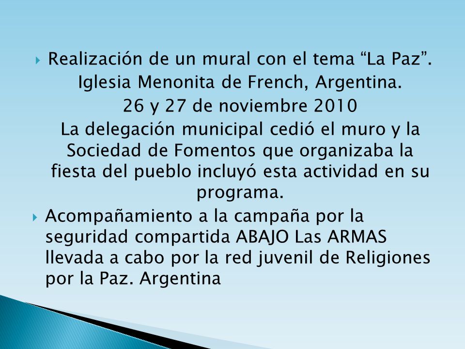Realización de un mural con el tema La Paz .