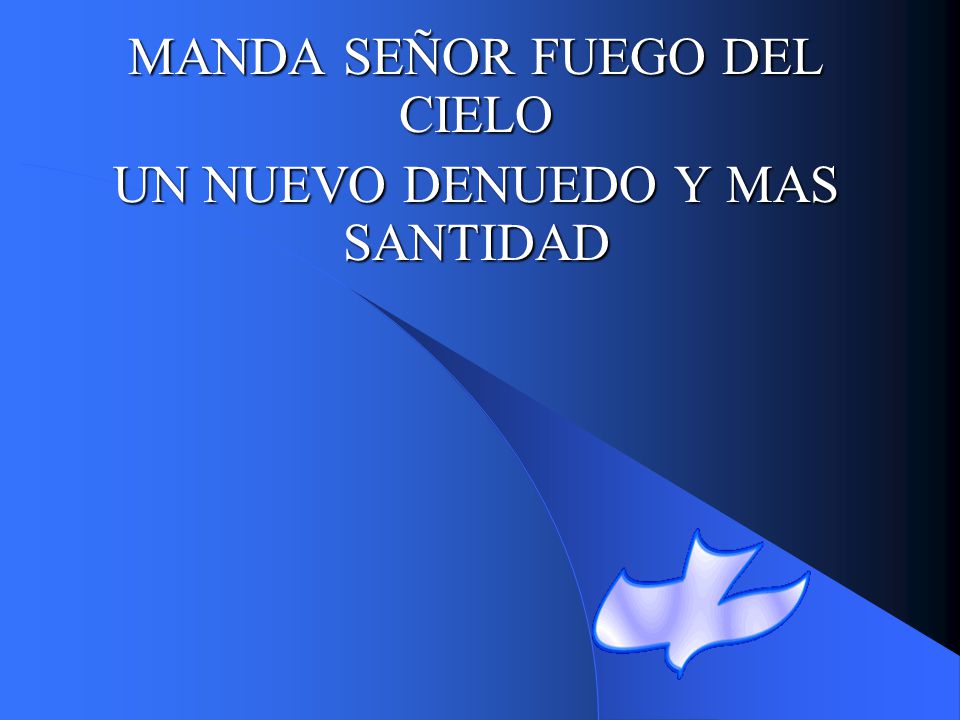 MANDA SEÑOR FUEGO DEL CIELO UN NUEVO DENUEDO Y MAS SANTIDAD