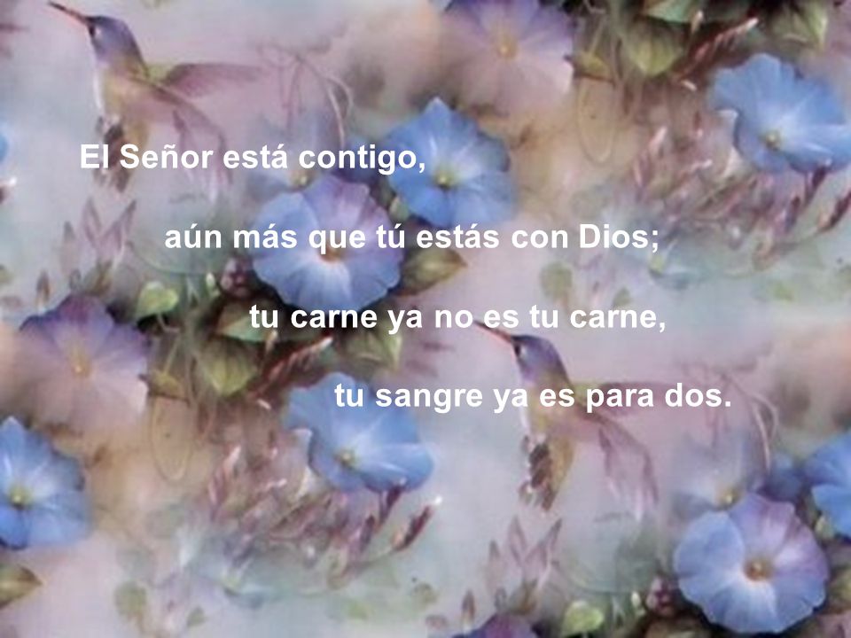 El Señor está contigo, aún más que tú estás con Dios; tu carne ya no es tu carne, tu sangre ya es para dos.
