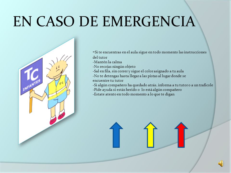 EN CASO DE EMERGENCIA -Si te encuentras en el aula sigue en todo momento las instrucciones. del tutor.