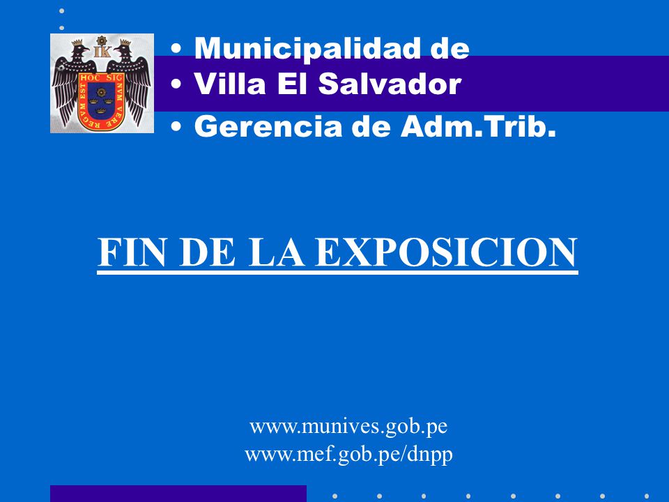 FIN DE LA EXPOSICION Municipalidad de Villa El Salvador