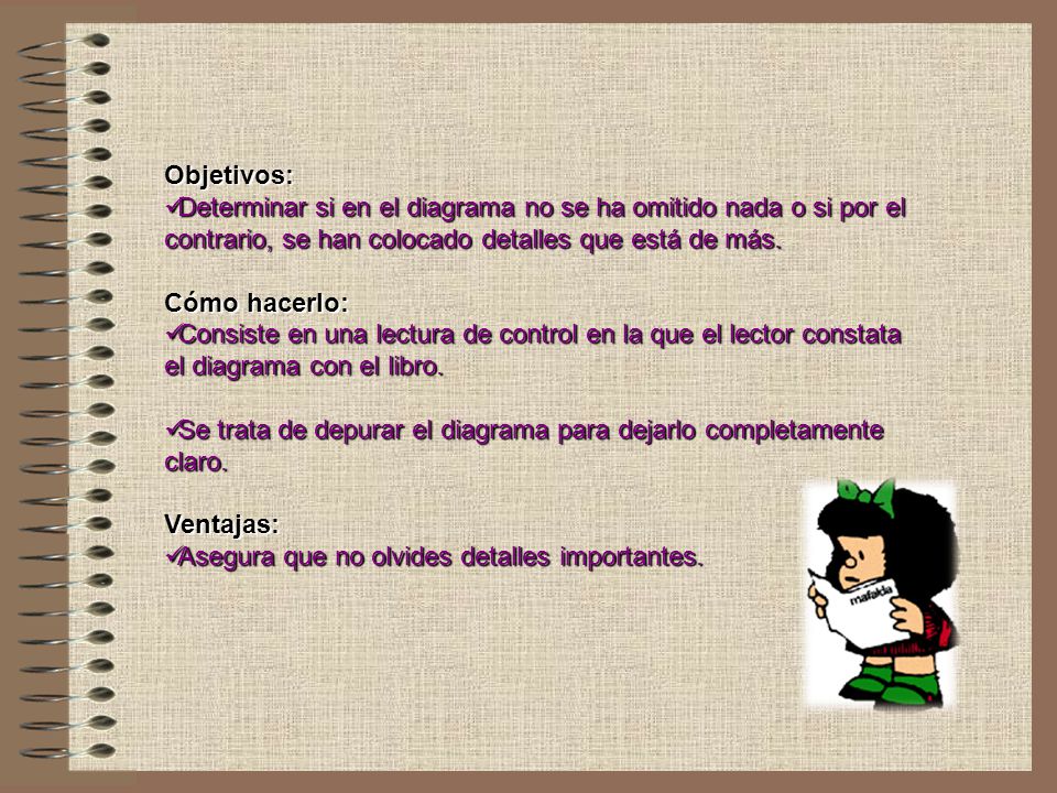 Se trata de depurar el diagrama para dejarlo completamente claro.