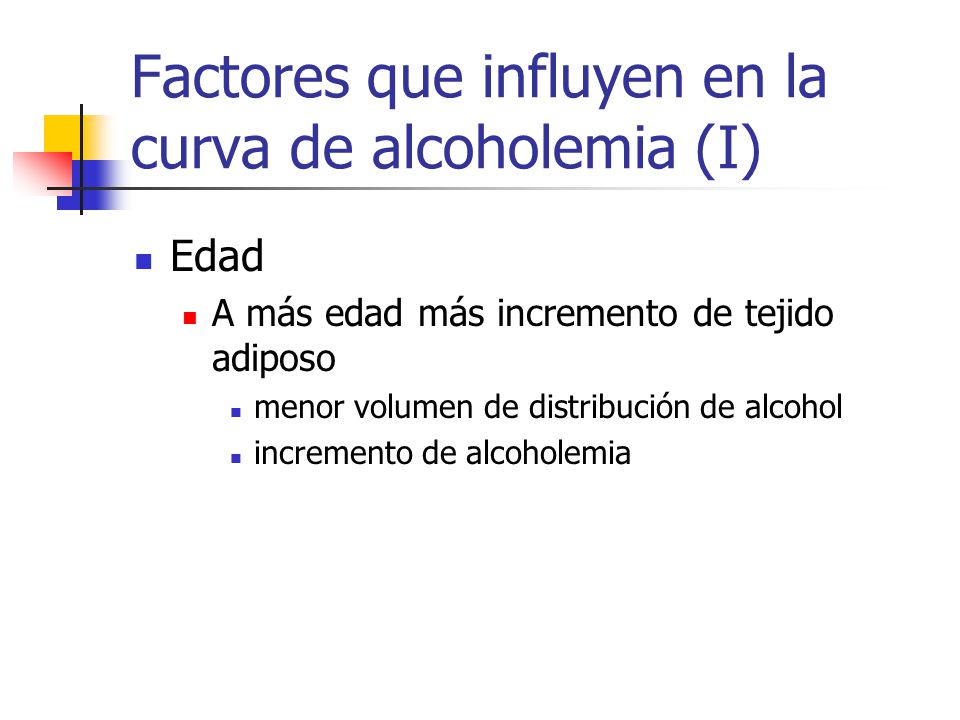 Factores que influyen en la curva de alcoholemia (I)