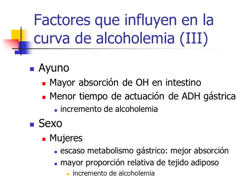 Factores que influyen en la curva de alcoholemia (III)