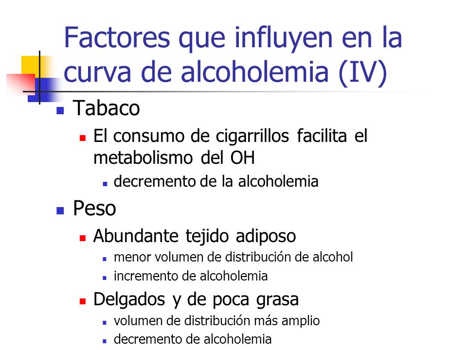Factores que influyen en la curva de alcoholemia (IV)