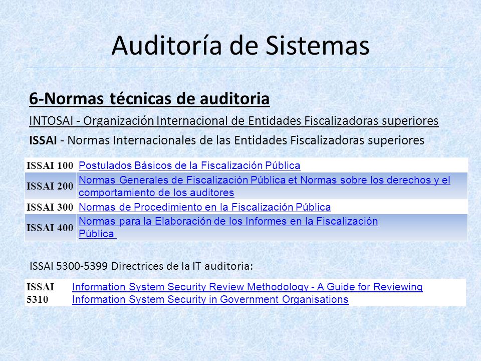 Auditoría de Sistemas 6-Normas técnicas de auditoria