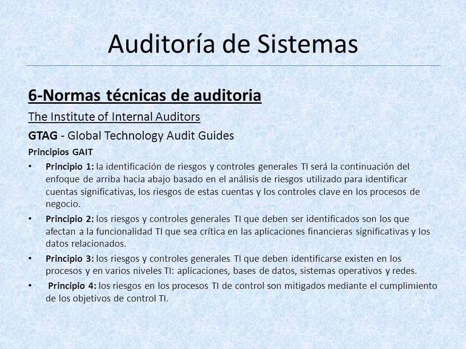 Auditoría de Sistemas 6-Normas técnicas de auditoria