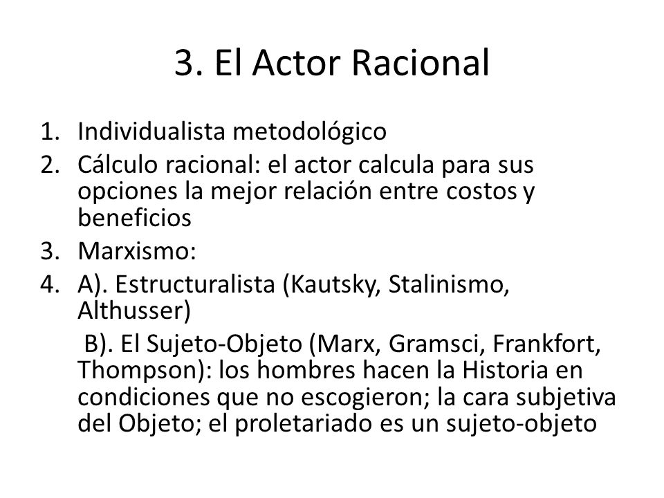 3. El Actor Racional Individualista metodológico