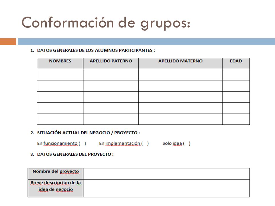 Conformación de grupos: