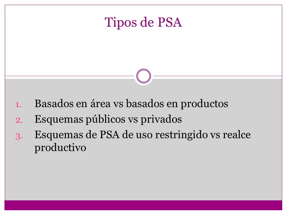 Tipos de PSA Basados en área vs basados en productos
