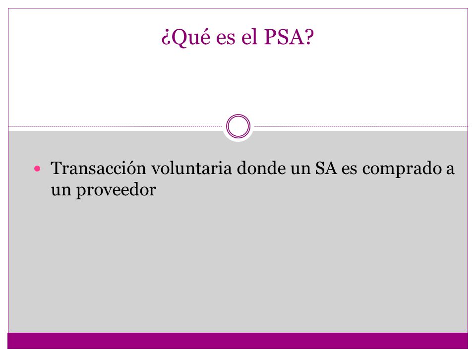¿Qué es el PSA Transacción voluntaria donde un SA es comprado a un proveedor