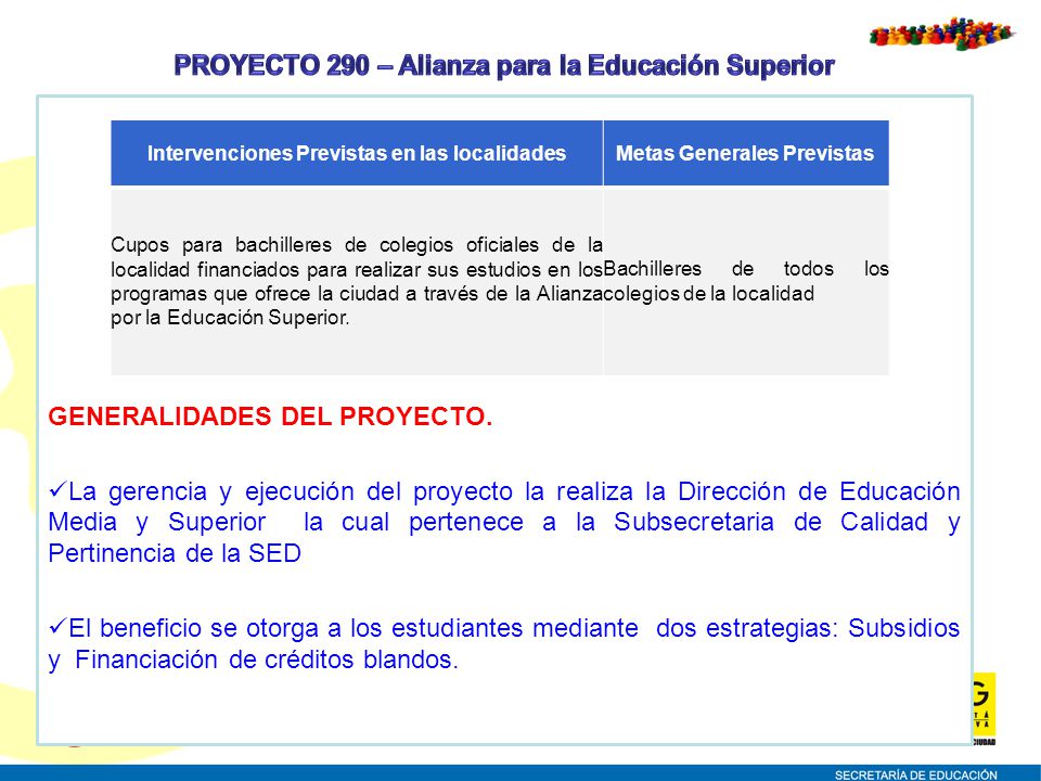 PROYECTO 290 – Alianza para la Educación Superior