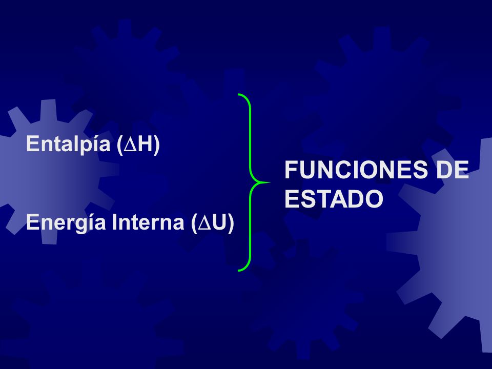 Entalpía (H) Energía Interna (U) FUNCIONES DE ESTADO