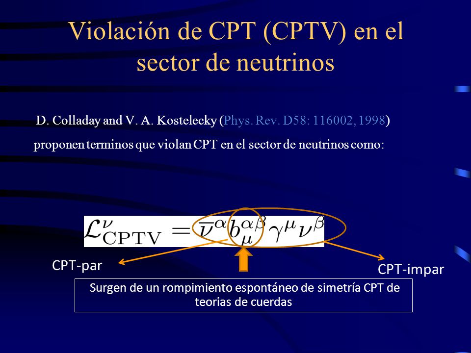 Violación de CPT (CPTV) en el sector de neutrinos