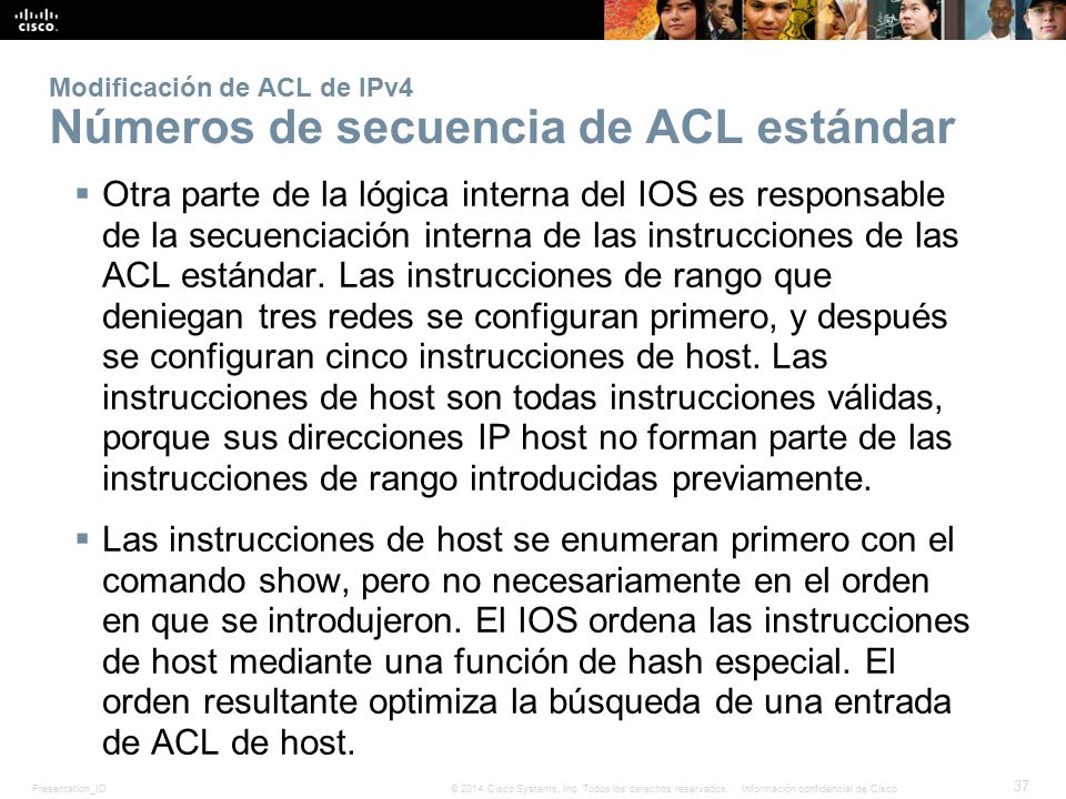 Modificación de ACL de IPv4 Números de secuencia de ACL estándar
