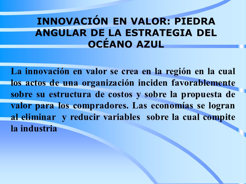 INNOVACIÓN EN VALOR: PIEDRA ANGULAR DE LA ESTRATEGIA DEL OCÉANO AZUL