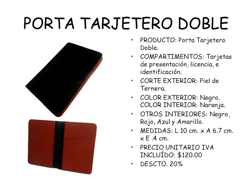 PORTA TARJETERO DOBLE PRODUCTO: Porta Tarjetero Doble.