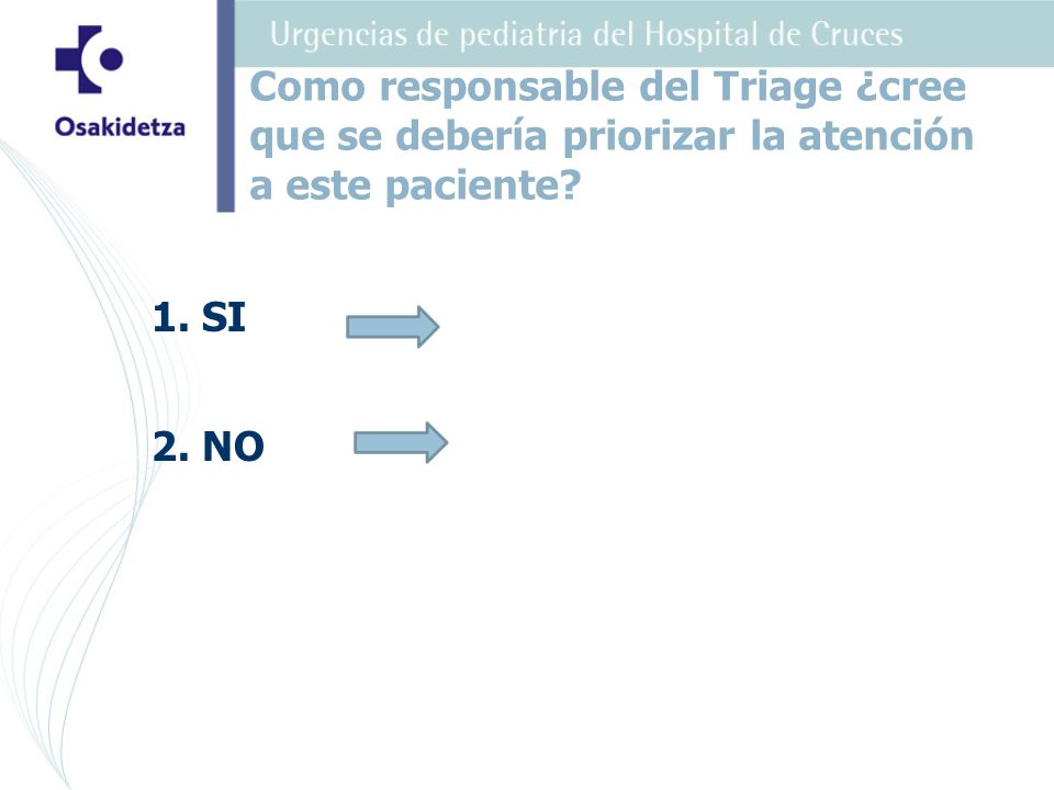 Como responsable del Triage ¿cree que se debería priorizar la atención a este paciente