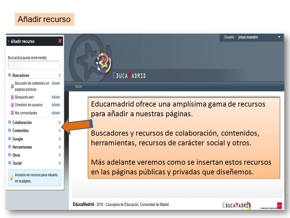 Añadir recurso Educamadrid ofrece una amplísima gama de recursos para añadir a nuestras páginas.
