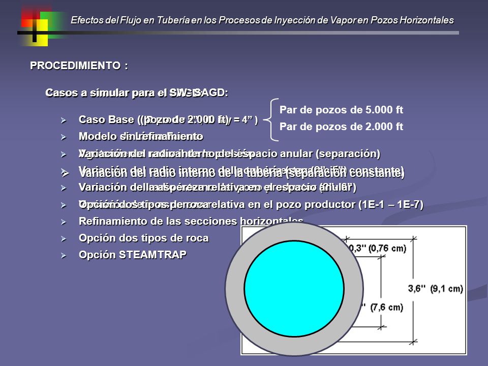 Casos a simular para el SAGD: Casos a simular para el SW- SAGD: