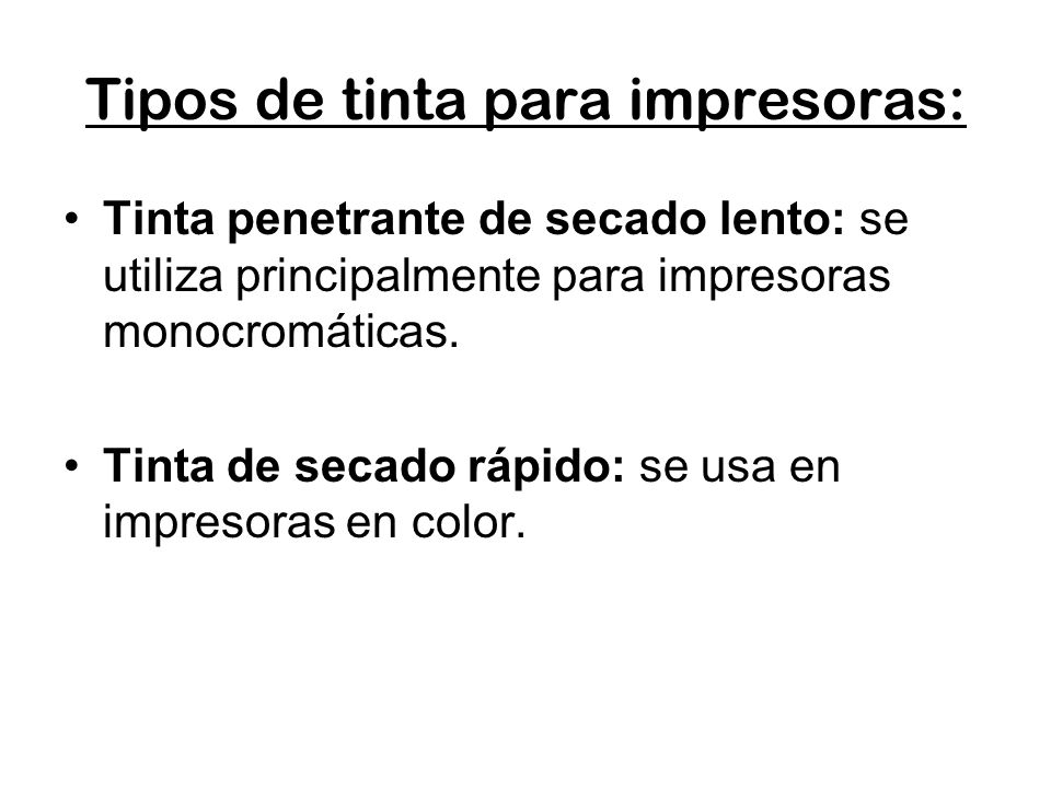 Tipos de tinta para impresoras: