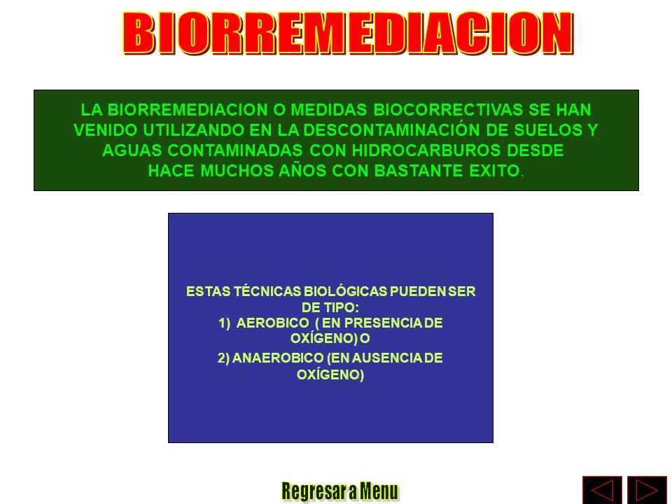 BIORREMEDIACION LA BIORREMEDIACION O MEDIDAS BIOCORRECTIVAS SE HAN