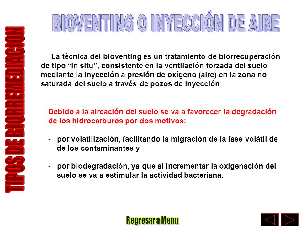 BIOVENTING O INYECCIÓN DE AIRE TIPOS DE BIORREMEDIACION