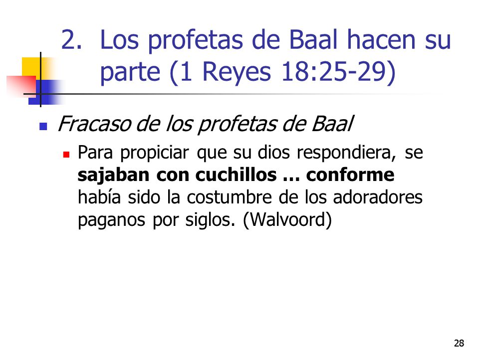 Los profetas de Baal hacen su parte (1 Reyes 18:25-29)
