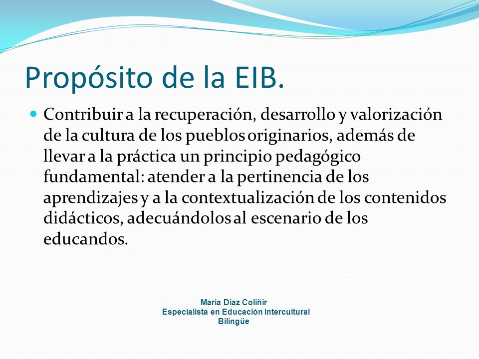 Especialista en Educación Intercultural Bilingüe