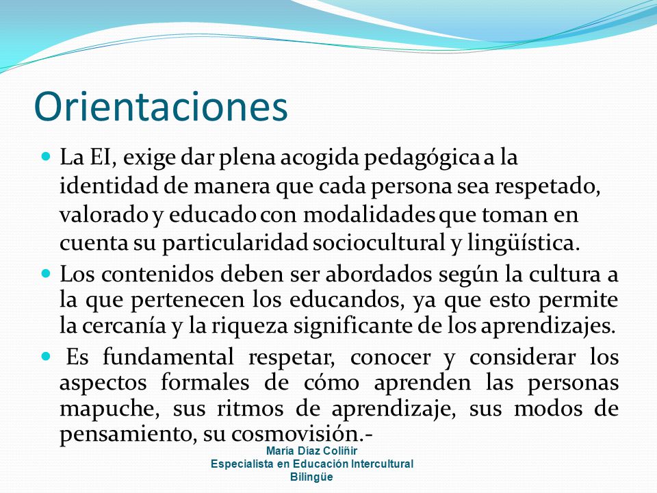 Especialista en Educación Intercultural Bilingüe