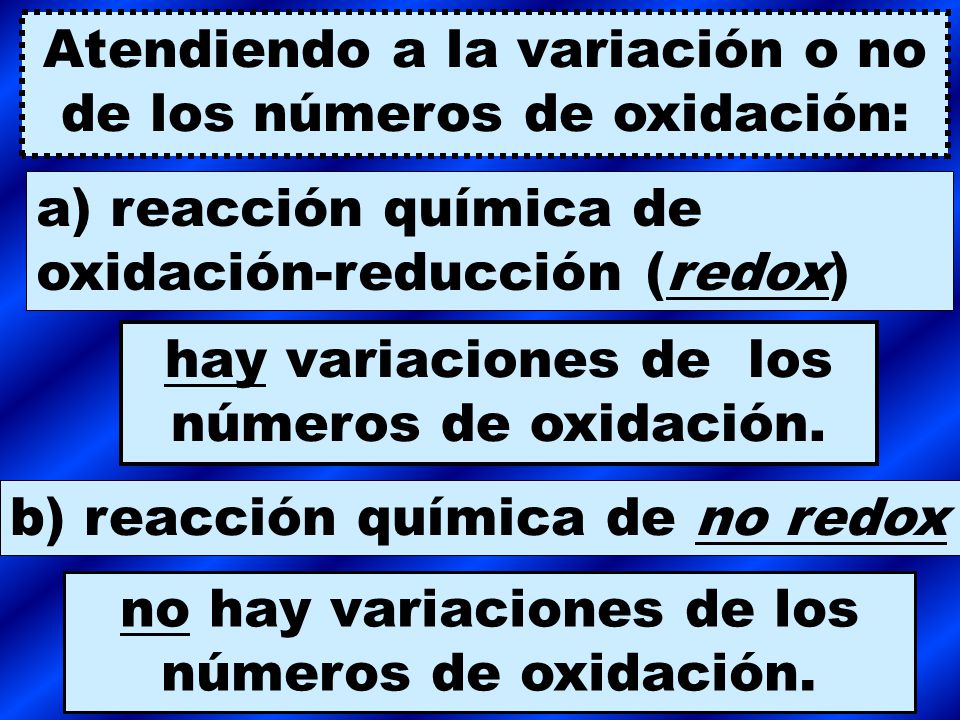 Atendiendo a la variación o no de los números de oxidación: