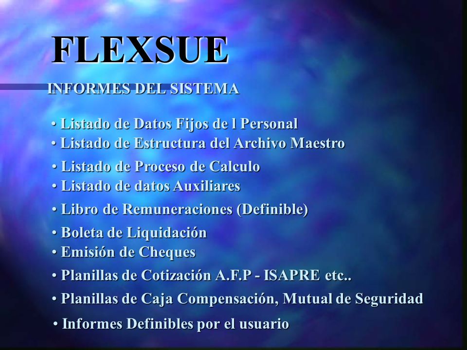 FLEXSUE INFORMES DEL SISTEMA Listado de Datos Fijos de l Personal