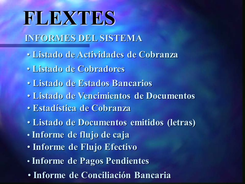 FLEXTES INFORMES DEL SISTEMA Listado de Actividades de Cobranza