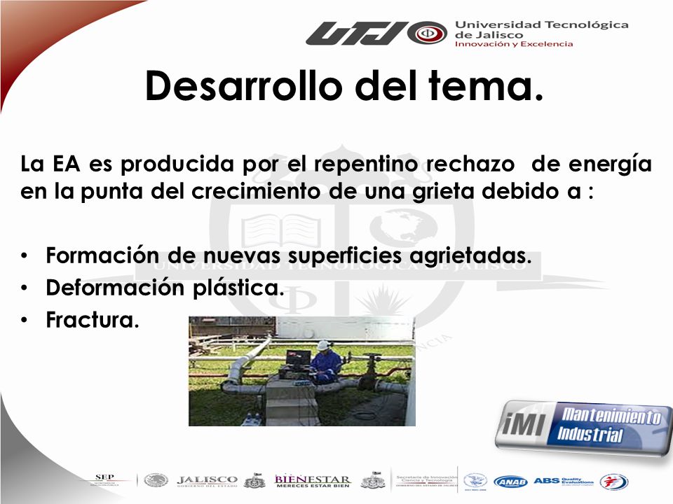 Desarrollo del tema. La EA es producida por el repentino rechazo de energía en la punta del crecimiento de una grieta debido a :