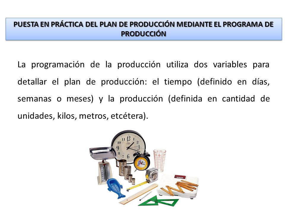 PUESTA EN PRÁCTICA DEL PLAN DE PRODUCCIÓN MEDIANTE EL PROGRAMA DE PRODUCCIÓN