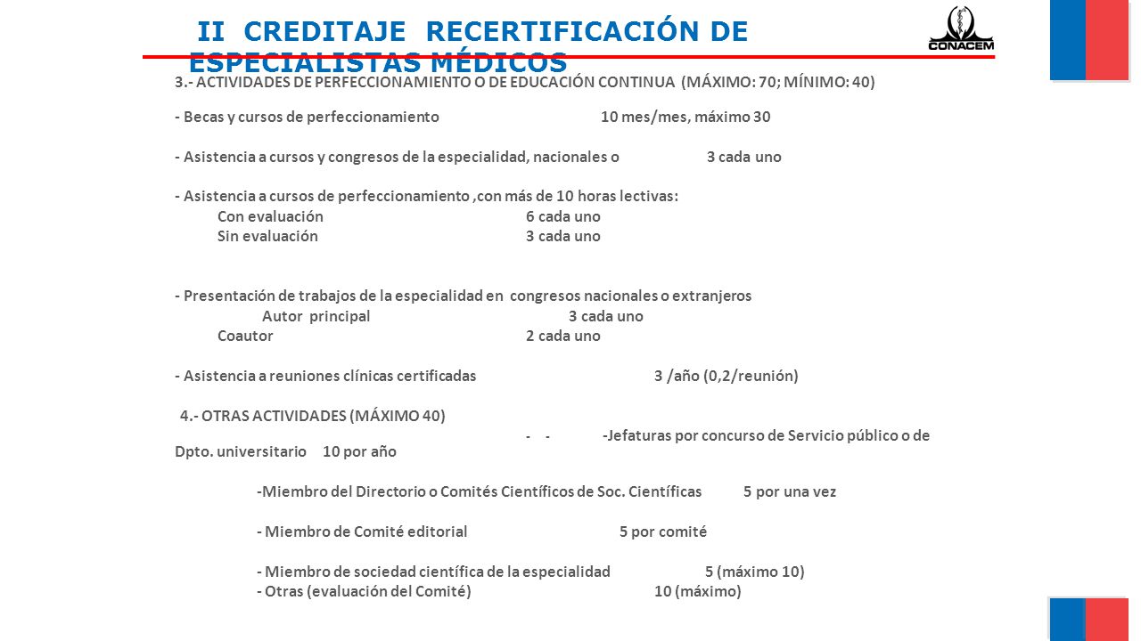 II CREDITAJE RECERTIFICACIÓN DE ESPECIALISTAS MÉDICOS
