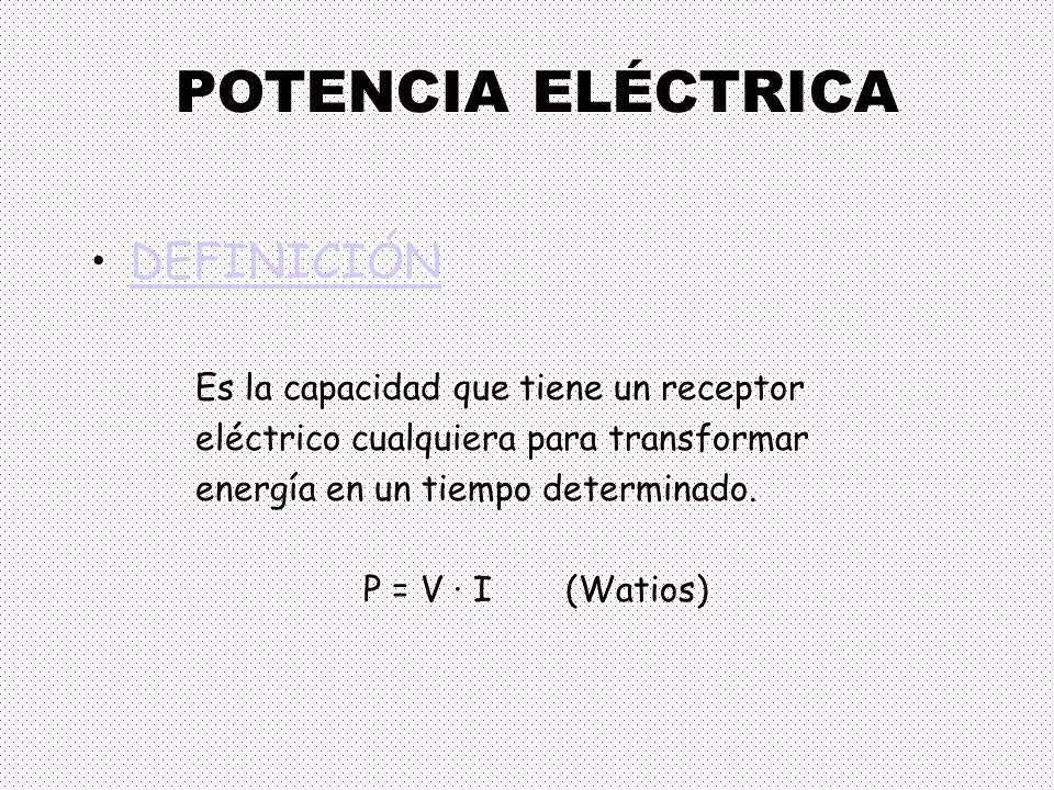 POTENCIA ELÉCTRICA DEFINICIÓN Es la capacidad que tiene un receptor