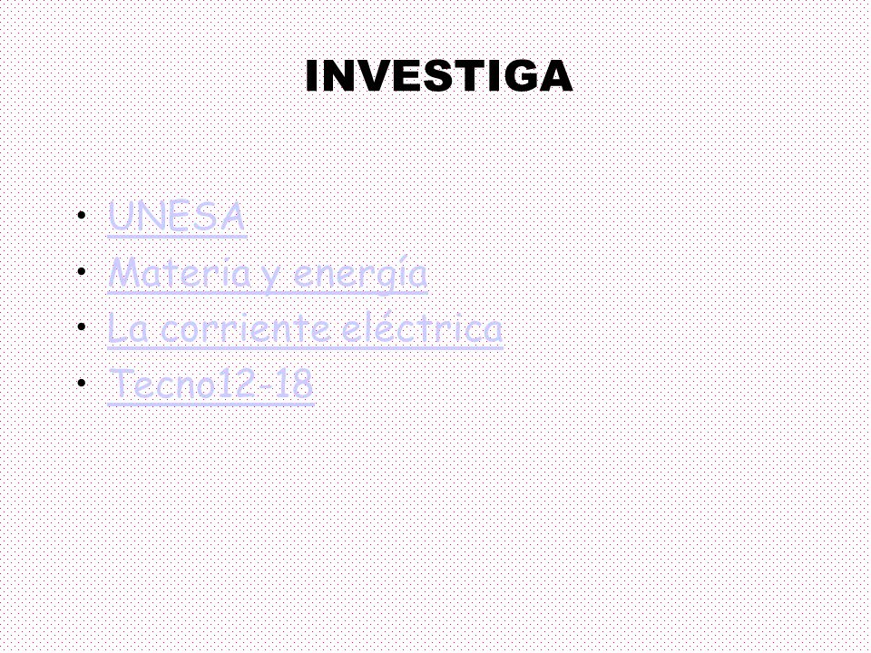 INVESTIGA UNESA Materia y energía La corriente eléctrica Tecno12-18