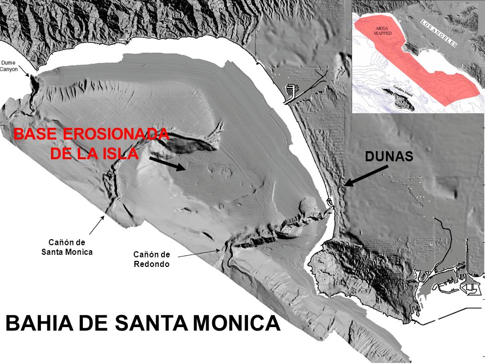 BAHIA DE SANTA MONICA BASE EROSIONADA DE LA ISLA DUNAS