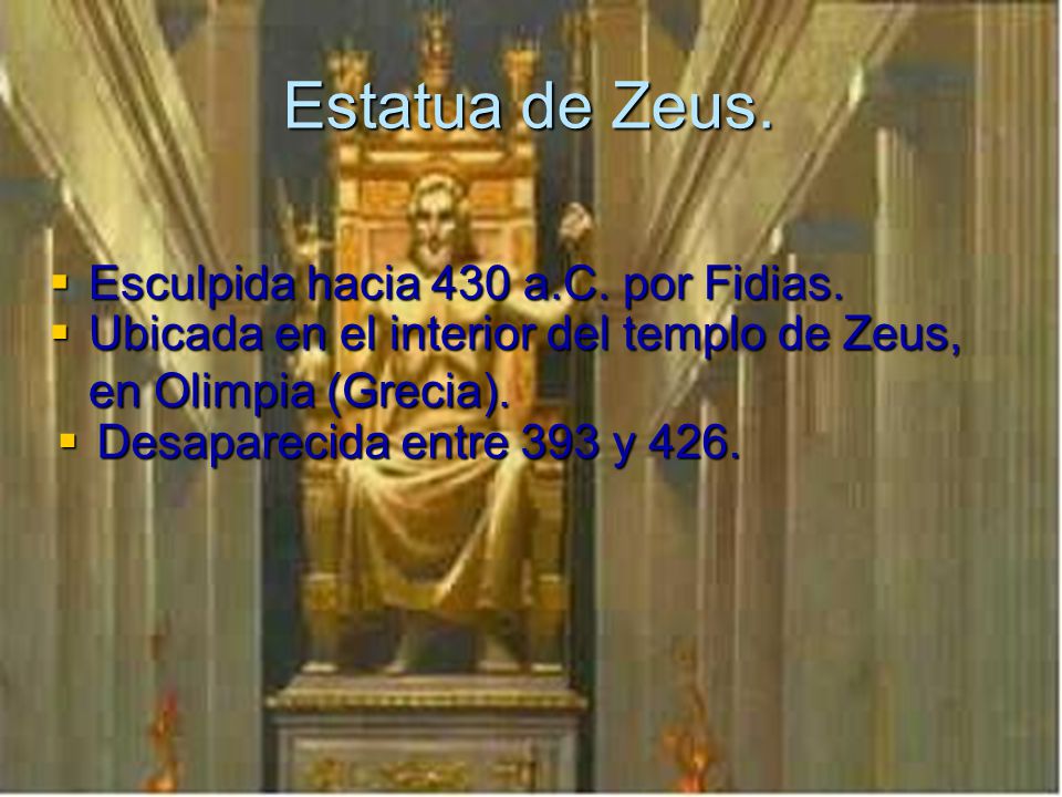 Estatua de Zeus. Esculpida hacia 430 a.C. por Fidias.