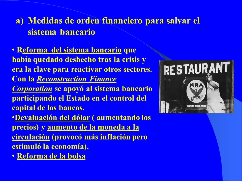 Medidas de orden financiero para salvar el sistema bancario